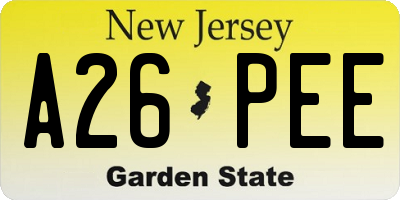 NJ license plate A26PEE