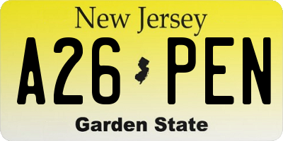 NJ license plate A26PEN