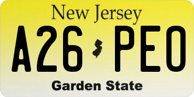 NJ license plate A26PEO