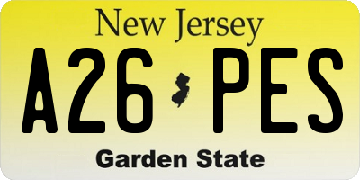 NJ license plate A26PES