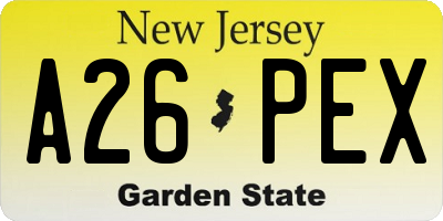 NJ license plate A26PEX