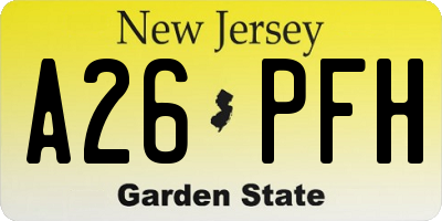 NJ license plate A26PFH