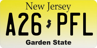 NJ license plate A26PFL