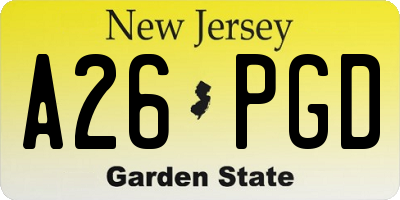 NJ license plate A26PGD