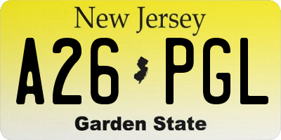 NJ license plate A26PGL