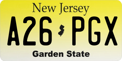 NJ license plate A26PGX