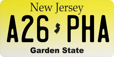 NJ license plate A26PHA
