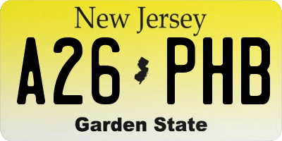 NJ license plate A26PHB