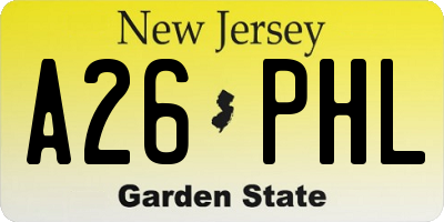 NJ license plate A26PHL