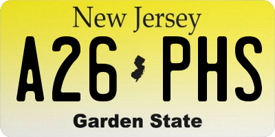 NJ license plate A26PHS