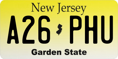 NJ license plate A26PHU