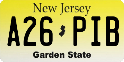 NJ license plate A26PIB