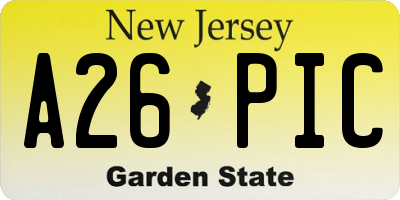 NJ license plate A26PIC