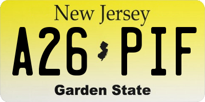 NJ license plate A26PIF