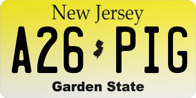NJ license plate A26PIG