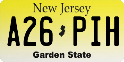 NJ license plate A26PIH