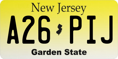 NJ license plate A26PIJ