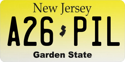 NJ license plate A26PIL