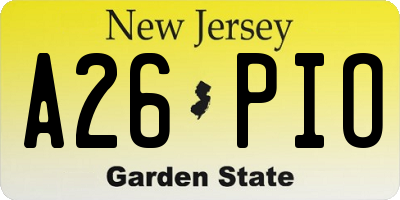 NJ license plate A26PIO
