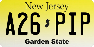 NJ license plate A26PIP
