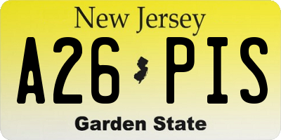 NJ license plate A26PIS