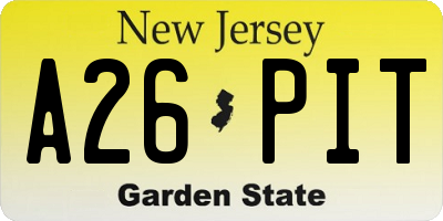 NJ license plate A26PIT