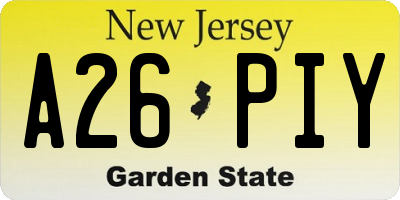 NJ license plate A26PIY