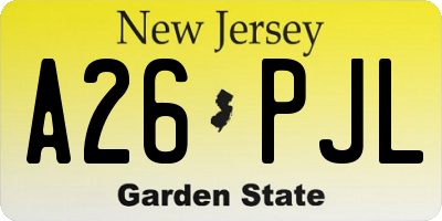 NJ license plate A26PJL