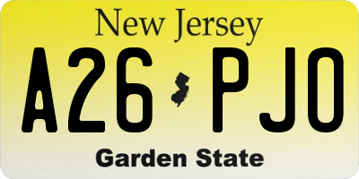 NJ license plate A26PJO