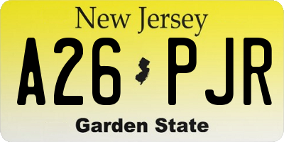 NJ license plate A26PJR
