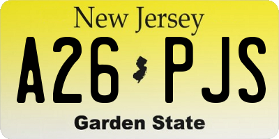 NJ license plate A26PJS