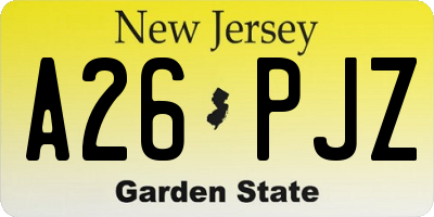NJ license plate A26PJZ