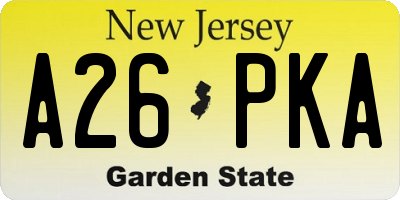 NJ license plate A26PKA