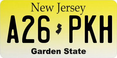 NJ license plate A26PKH