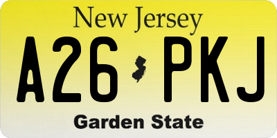 NJ license plate A26PKJ