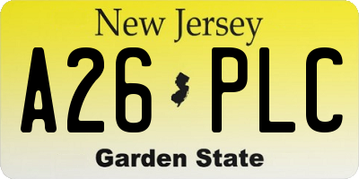 NJ license plate A26PLC