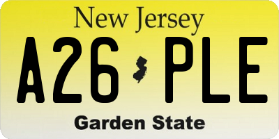 NJ license plate A26PLE
