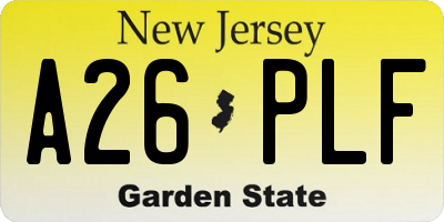 NJ license plate A26PLF