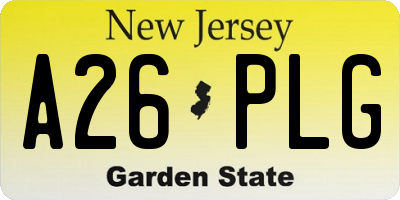 NJ license plate A26PLG