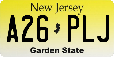 NJ license plate A26PLJ