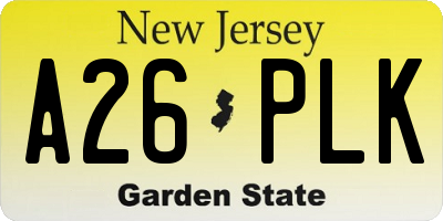 NJ license plate A26PLK