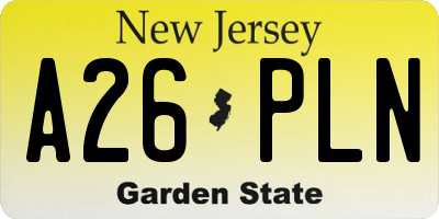NJ license plate A26PLN