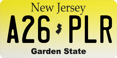 NJ license plate A26PLR