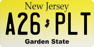 NJ license plate A26PLT