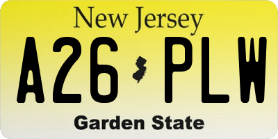 NJ license plate A26PLW