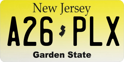 NJ license plate A26PLX