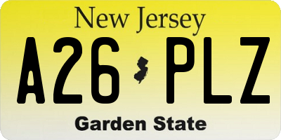 NJ license plate A26PLZ