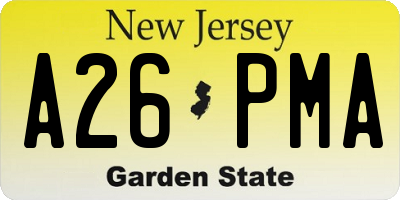 NJ license plate A26PMA