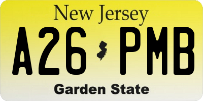 NJ license plate A26PMB