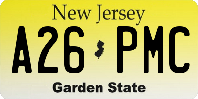 NJ license plate A26PMC